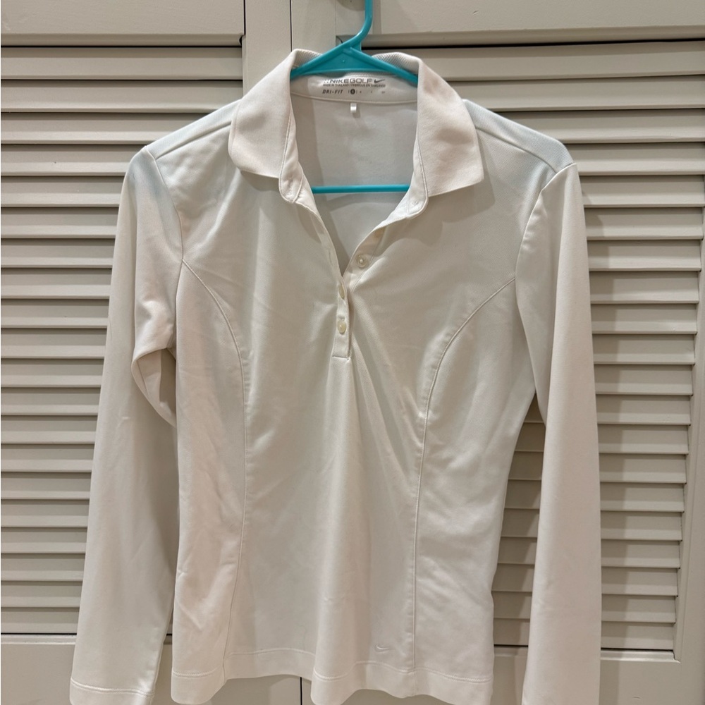 Nike Women's Cream Button Down Golf/tennis Shirt